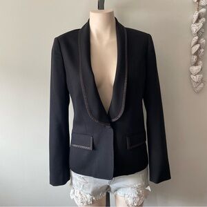 Club Monaco Wool Tailored Blazer Suit Jacket Satin Trim Size 6 Small